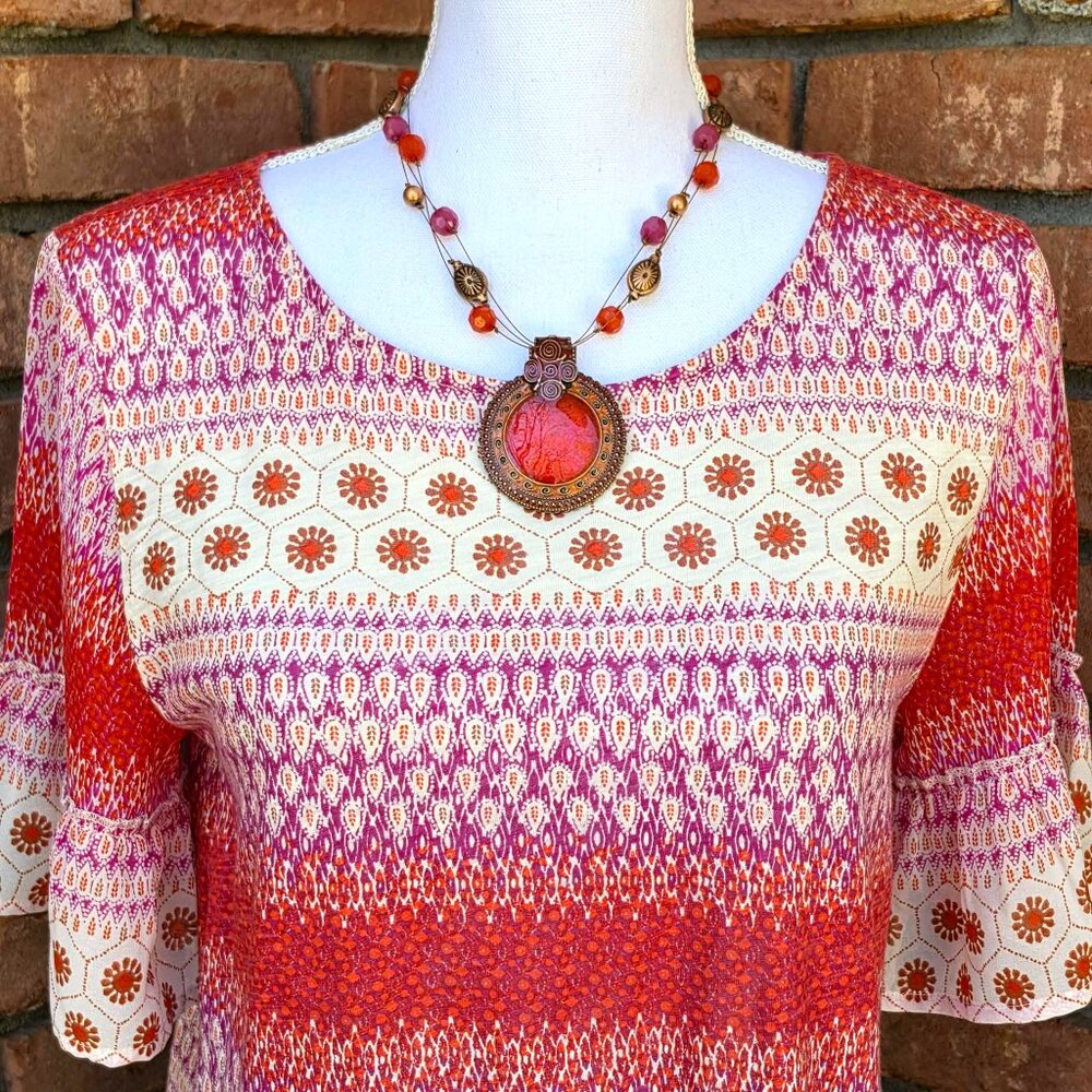 Lucky Brand Top, Purple Ivory Multi, Short Sleeve, NWT, Size S/P - Picture 5 of 11